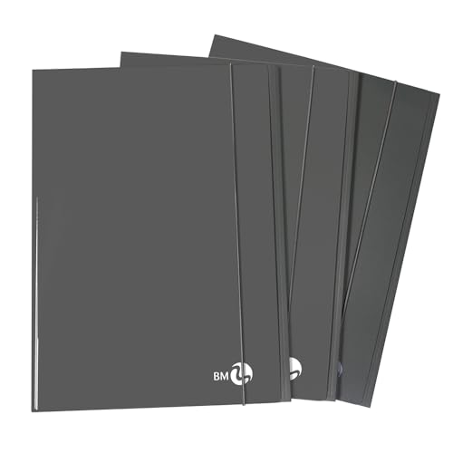 BM BeMore 0123591 – Schnellhefter mit 3 Klappen mit Gummizug – A4 – schwerer Einband 700 g/m² – Einband laminiert glänzend – Packung mit 10 Stück – Farbe Business Dunkelgrau von BM BeMore