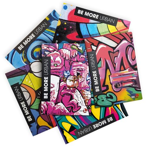 BM BeMore Urban A4 Maxi-Hefte liniert für Mittelschule, Oberschulen und Universitäten, Aesthetic-Notizbücher mit glänzenden und matten Effekten, verschiedene Designs – Set mit 10 Stück, Papier 100 g von BM BeMore