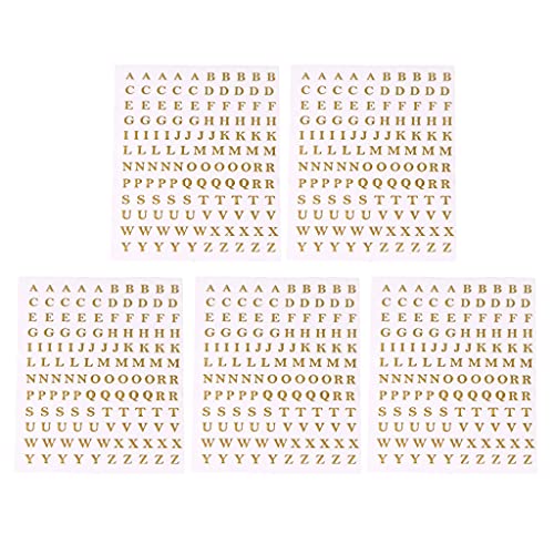 BMBN UV-Epoxidharz-Füllungen, 5 Blatt Metall Englische Buchstaben Aufkleber Epoxidharz-Formfüllungen Schmuckherstellung Füllmaterial DIY Kunsthandwerk Dekor Gold von BMBN