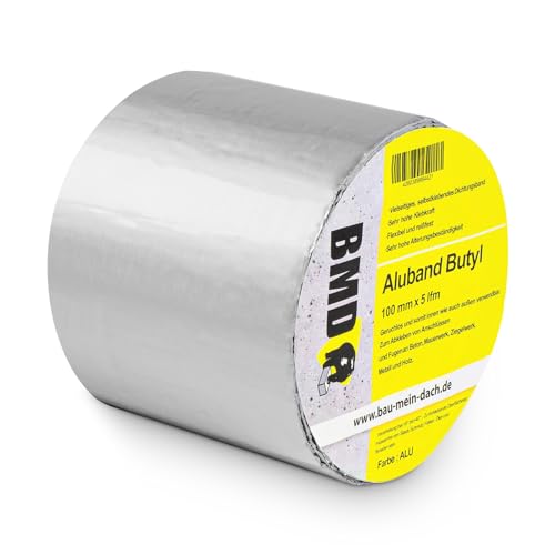 BMD Aluband Reparaturband (100mm x 5m) Aluminium Butylband wasserdicht Butyl Kleber Dichtband selbstklebend Panzertape Klebeband von BMD