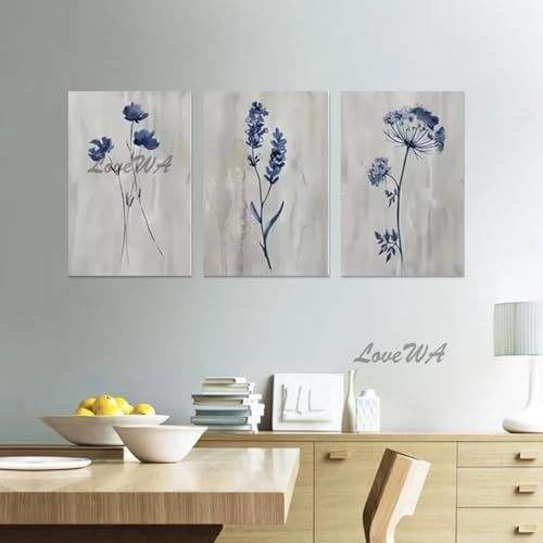 BMGKYAGL Landschaftskunstwand im Freien, abstrakte Leinwanddekoration, Blumen-Ölgemälde, strukturiertes Landschaftsbild mit Acrylfarbe, 60 x 80 cm x 3 Rahmen von BMGKYAGL