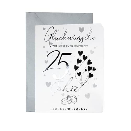 BMGRKYQX Silberhochzeit Karte mit Umschlag Silberhochzeit Klappkarte 25 Jahre Glückwunschkarte Hochzeit Deko für 25 Jahre Geschenke BMGRKYQX Silberhochzeit Karte mit Umschlag Silberhochzeit Klappkarte 25 Jahre Glückwunschkarte Hochzeit Deko für 25 Jahre Geschenke von BMGRKYQX