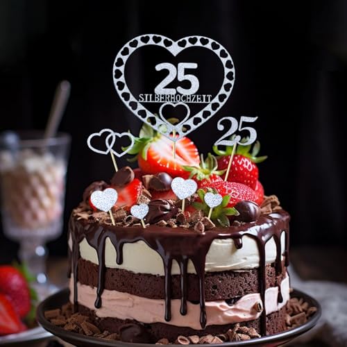 7 Stück Tortendeko Silberhochzeit Caketopper 25 Silberne Liebe Glitzer Silber 25 Jahre Tortenstecker Hochzeit Deko Silberhochzeit Geschenk 7 Stück Tortendeko Silberhochzeit Caketopper 25 Silberne Liebe Glitzer Silber 25 Jahre Tortenstecker Hochzeit Deko Silberhochzeit Geschenk von BMGRKYQX