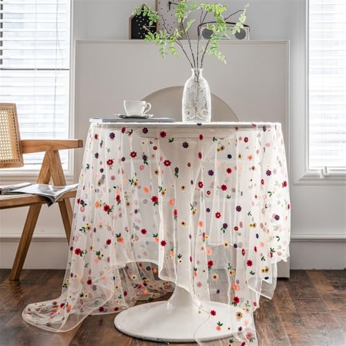 BMIDOT Bunte Blumen-Tischdecke, bestickte Spitze, Tischdecke für Party, Hochzeit, Küche, Esszimmer, Heimdekoration BMIDOT Bunte Blumen-Tischdecke, bestickte Spitze, Tischdecke für Party, Hochzeit, Küche, Esszimmer, Heimdekoration von BMIDOT