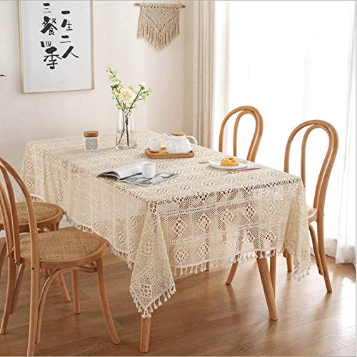 BMIDRUT Häkel-Tischdecken aus Baumwolle, Spitzendeckchen, Vintage, rechteckig, gehäkelt, Tischdecke, Tischdekoration, Hochzeit, Zuhause, Party, Tischdekoration, 140 x 100 cm, Beige BMIDRUT Häkel-Tischdecken aus Baumwolle, Spitzendeckchen, Vintage, rechteckig, gehäkelt, Tischdecke, Tischdekoration, Hochzeit, Zuhause, Party, Tischdekoration, 140 x 100 cm, Beige von BMIDRUT