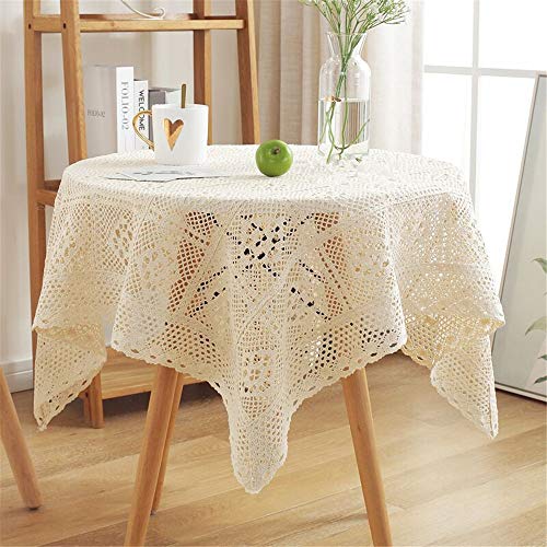 BMIDRUT Beige Tischdecken Vintage Quadratisch Häkelspitze Deckchen Tischdecken Tischdecke Topper Hochzeit Zuhause Party Dekor von BMIDRUT