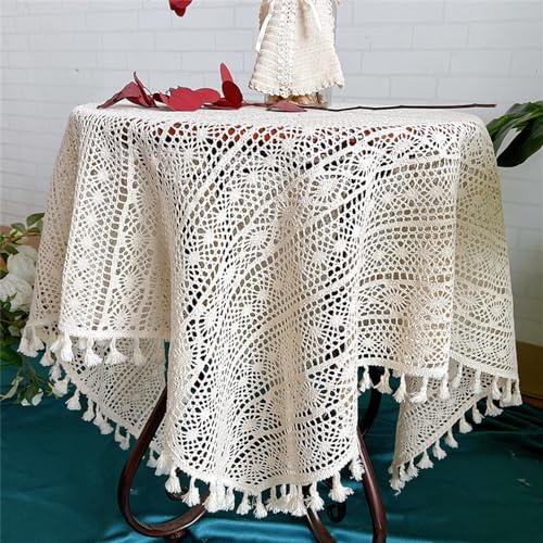 BMIDRUT Rechteckige Häkel-Tischdecken mit Spitze, Beige, Vintage, Baumwolle, für Hochzeit, Zuhause, Party, 140 x 100 cm BMIDRUT Rechteckige Häkel-Tischdecken mit Spitze, Beige, Vintage, Baumwolle, für Hochzeit, Zuhause, Party, 140 x 100 cm von BMIDRUT