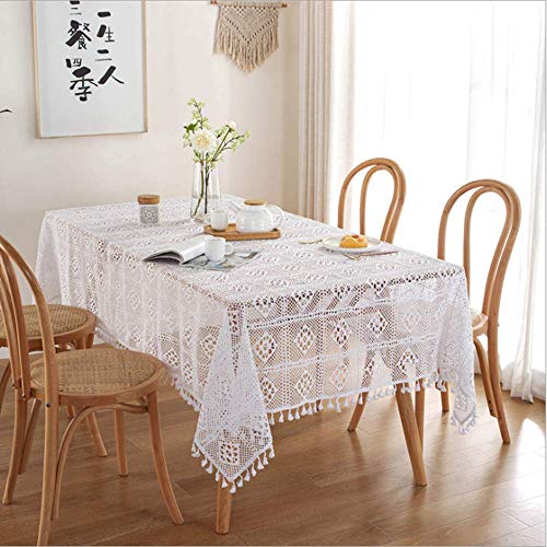 BMIDRUT Weiße Baumwoll-Tischdecken, Spitzendeckchen, Vintage, rechteckig, gehäkelt, Tischdecke, Tischdekoration, Hochzeit, Zuhause, Party, Tischdekoration, 140 x 160 cm BMIDRUT Weiße Baumwoll-Tischdecken, Spitzendeckchen, Vintage, rechteckig, gehäkelt, Tischdecke, Tischdekoration, Hochzeit, Zuhause, Party, Tischdekoration, 140 x 160 cm von BMIDRUT