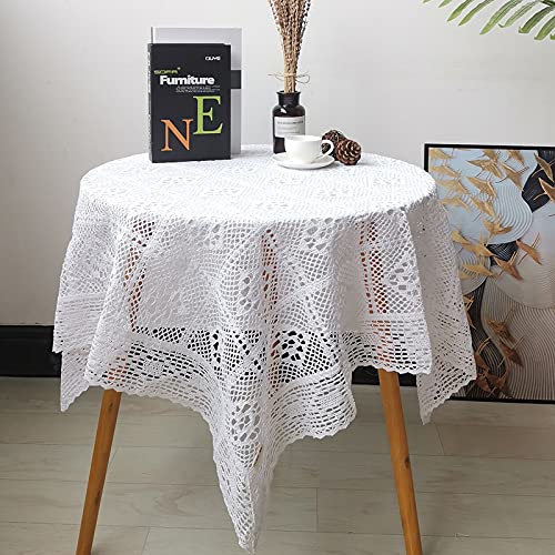 BMIDRUT Weiße Tischdecken Vintage quadratisch Häkelspitze Deckchen Tischdecken Tischdecke Topper Hochzeit Home Party Decor von BMIDRUT