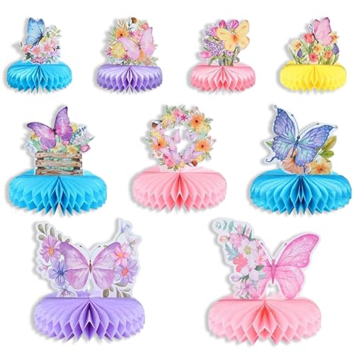 9 Stück BMYUK Schmetterling Geburtstag Dekorationen Supplies Honeycomb Tafelaufsätze Tische für Babyparty, Ostern, Frühling, Party Dekor 9 Stück BMYUK Schmetterling Geburtstag Dekorationen Supplies Honeycomb Tafelaufsätze Tische für Babyparty, Ostern, Frühling, Party Dekor von BMYUK