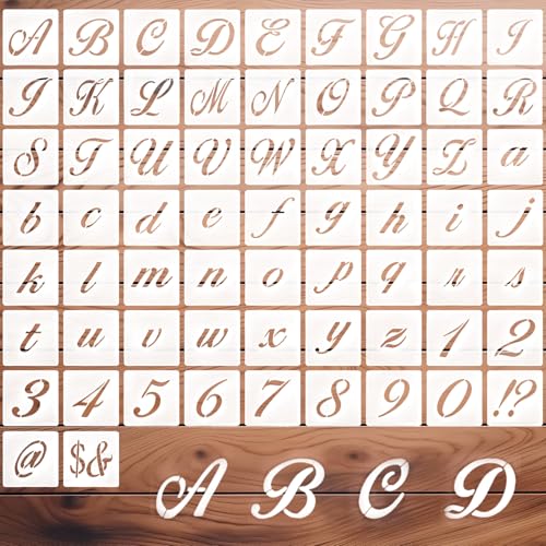 BMYUK 65 Stück Buchstabenschablonen Zahlenschablonen PET 2inch ABC Alphabet Buchstaben Stencil Stanzschablone für Kinder DIY Malerei von BMYUK