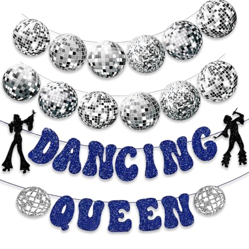 BMYUK Dancing Queen Party Dekorationen Glitzer Discokugel Banner für Junggesellinnenabschied Brautparty Party Supplies Set von BMYUK
