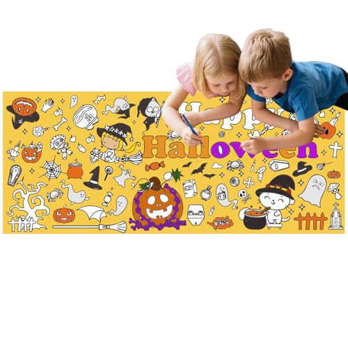 BMYUK Halloween Kunst und Handwerk, lustige und kreative riesige Mal-Tischdecke, Banner für Kinder, Familienspiele und festliche Dekorationen, 76 x 183 cm BMYUK Halloween Kunst und Handwerk, lustige und kreative riesige Mal-Tischdecke, Banner für Kinder, Familienspiele und festliche Dekorationen, 76 x 183 cm von BMYUK