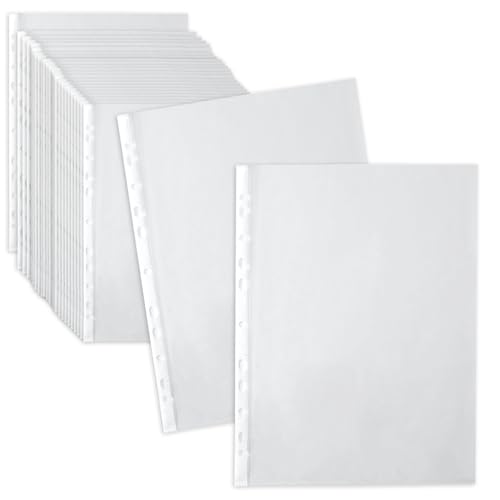 BMYUK Klarsichthüllen, A4, Kunststoff, 11 Löcher, Öffnung oben, für Ringbücher, 100 Stück BMYUK Klarsichthüllen, A4, Kunststoff, 11 Löcher, Öffnung oben, für Ringbücher, 100 Stück von BMYUK