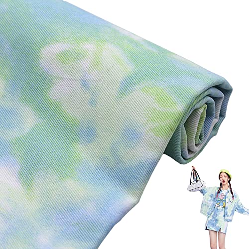 BNALU Jeansstoff Batik-Denim-Stoff 100% Baumwollstoff Hochwertiger Bekleidungsstoff Stoff Zum Kreativen Nähen Für Mäntel Westen Hosen Röcke Kleider Schuhe Hüte Handwerk(Size:1.5x0.5m/59x19.6in) von BNALU
