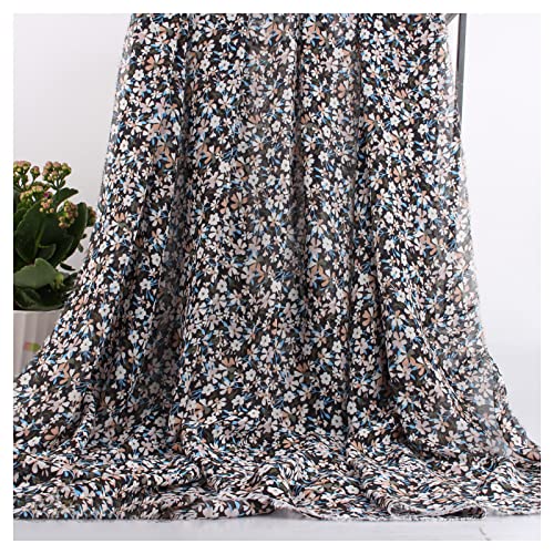 Chiffon stoff meterware 150 Cm Breit Chiffon Stoff Chiffonstoffe Meterware Für Hochzeit Stirnbänder Schal Kleidung Haargummis DIY-Dekoration Handwerk Meterware V(Color:Small white flower Schwarz) von BNALU
