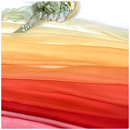 Chiffon stoff meterware Farbverlauf Bedruckter Chiffonstoff 150cm Breit Meterware Für Rockhemden Kleidung Handarbeit(Color:Steigung Sonnen untergang Landschaft) von BNALU