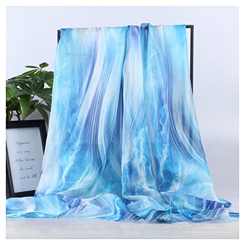 Chiffon Stoff meterware Tinte Chinesische Stil Druckte Chiffon Stoff 150 cm Breit Verkauft Meterware Für Rock Shirts Kleidung Handgemacht(Color:Magische Farbe Blau) von BNALU