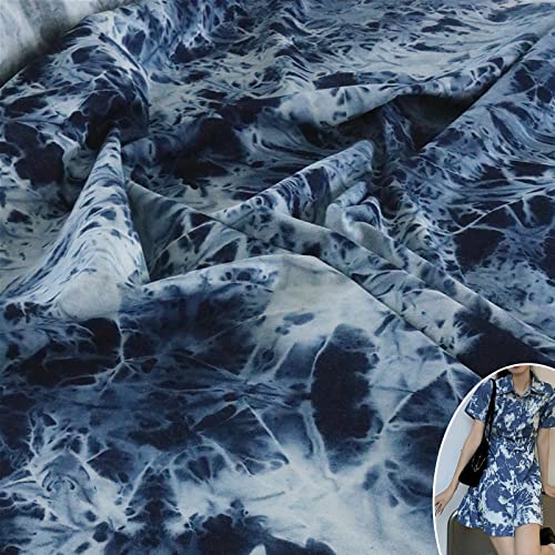 BNALU Jeansstoff 100% Baumwollstoff Dünner Jeansstoff Tie-Dye-Muster Druckstoff Kreativer Nähstoff Zum Nähen Von Mänteln Hemden Kleidern Röcken Handwerk Heimdekoration(Size:1.5x0.5m/59x19.6in) von BNALU