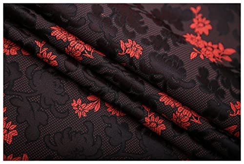 Satinstoff meterware Zweifarbiger Blumen-Jacquard-Brokatstoff 90 cm Breit Meterware Für Kleidung Handgefertigte Taschen Kissen Cheongsam(Color:schwarz) von BNALU