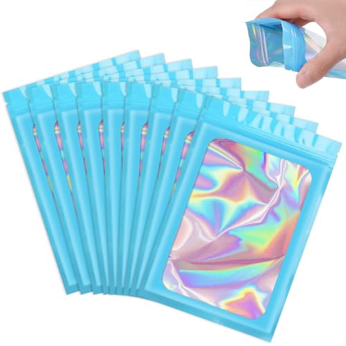 BNGXR 100 Stück Mylar Beutel, Druckverschlussbeutel Aluminiumfolie mit Reißverschluss Transparentem Fenster,holographische Beutel wiederverschließbare Verpackungstaschen für Schmuck Süßigkeiten BNGXR 100 Stück Mylar Beutel, Druckverschlussbeutel Aluminiumfolie mit Reißverschluss Transparentem Fenster,holographische Beutel wiederverschließbare Verpackungstaschen für Schmuck Süßigkeiten von BNGXR