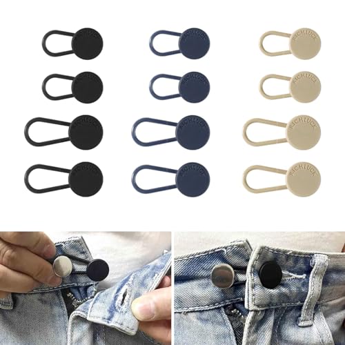 12 Stück Hosenbunderweiterung Knopf, Hosen Expander Button, Taille Extender Knopf, Elastische Taillenverlängerungen, Verstellbare Knopfverlängerung für Hosen für Jeans, Hose, Anzughose, Rock 12 Stück Hosenbunderweiterung Knopf, Hosen Expander Button, Taille Extender Knopf, Elastische Taillenverlängerungen, Verstellbare Knopfverlängerung für Hosen für Jeans, Hose, Anzughose, Rock von BNOYONERAS