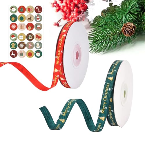 2 Rollen Weihnachtsband+1 Stück Aufkleber Weihnachten, Weihnachtsbänder für Bastelarbeiten, Weihnachten Bänder, Weihnachtsverpackungsband, Dekoband Weihnachten, Weihnachten Geschenkband 2 Rollen Weihnachtsband+1 Stück Aufkleber Weihnachten, Weihnachtsbänder für Bastelarbeiten, Weihnachten Bänder, Weihnachtsverpackungsband, Dekoband Weihnachten, Weihnachten Geschenkband von BNOYONERAS