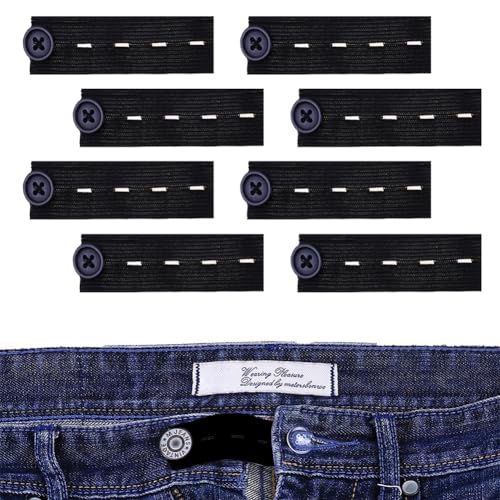 BNOYONERAS 8 Stück Elastische Bundverlängerungen, Bequeme Hosenbunderweiterung, Hosenbunderweiterung Knopf, Verstellbare Knopfverlängerung für Hosen für Jeans, Hose, Anzughose, Rock BNOYONERAS 8 Stück Elastische Bundverlängerungen, Bequeme Hosenbunderweiterung, Hosenbunderweiterung Knopf, Verstellbare Knopfverlängerung für Hosen für Jeans, Hose, Anzughose, Rock von BNOYONERAS