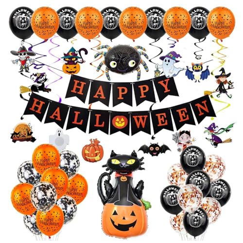 Halloween-Banner zum Aufhängen, Halloween-Dekorationen, Luftballons für Zuhause, Büro, Schule, drinnen und draußen von BNOYONERAS