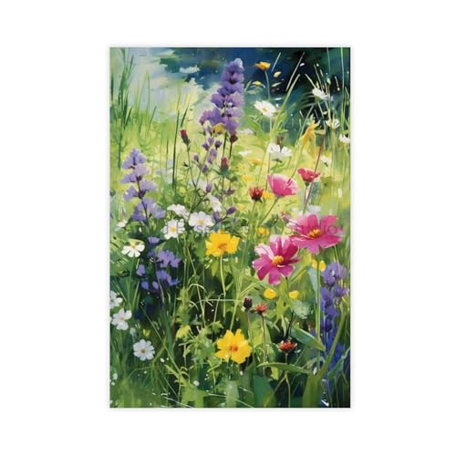 BNVJFNE Leinwandposter mit bunten Wildblumen, Gouache, Wandkunst, Dekordruck, Bild Gemälde für Wohnzimmer, Schlafzimmer, Dekoration, 30 x 45 cm BNVJFNE Leinwandposter mit bunten Wildblumen, Gouache, Wandkunst, Dekordruck, Bild Gemälde für Wohnzimmer, Schlafzimmer, Dekoration, 30 x 45 cm von BNVJFNE