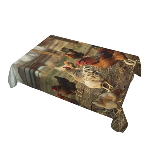 BNVSADC Rechteckige Tischdecke mit Bauernhof-Hühnern, bedruckt, 183 x 137 cm, wasserabweisendes Polyester, dekorative Stoff-Tischdecken für Küche, Esstisch, Partys, Camping BNVSADC Rechteckige Tischdecke mit Bauernhof-Hühnern, bedruckt, 183 x 137 cm, wasserabweisendes Polyester, dekorative Stoff-Tischdecken für Küche, Esstisch, Partys, Camping von BNVSADC