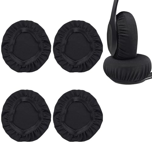 2 Paar Kopfhörer-Ohrpolster, dehnbarer Strickstoff, Ohrmuschelschutz, wiederverwendbar, waschbar und dehnbar, passend für 9 - 10,5 cm Headsets 9 - 10,5 cm (schwarz) von BNXF