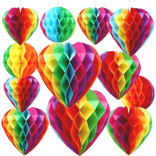 BOARDFEB 12 Stück Regenbogen Pride Herz Runde Papier Wabenbälle Pride Dekorationen Herz Sshaped Wabenball Anhänger Geeignet für LGBT Parade Partys Feiern Geburtstag Hochzeit Dekorationen BOARDFEB 12 Stück Regenbogen Pride Herz Runde Papier Wabenbälle Pride Dekorationen Herz Sshaped Wabenball Anhänger Geeignet für LGBT Parade Partys Feiern Geburtstag Hochzeit Dekorationen von BOARDFEB