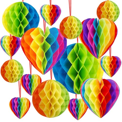 BOARDFEB Regenbogen Deko, 15 Stück Pride Herz Deko Gay Regenbogen Wabenbälle LGBT Honeycomb für Party Hochzeit Geburtstag BOARDFEB Regenbogen Deko, 15 Stück Pride Herz Deko Gay Regenbogen Wabenbälle LGBT Honeycomb für Party Hochzeit Geburtstag von BOARDFEB