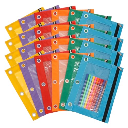 24 Stück Federmäppchen mit 3-Ringbuch Bleistifttasche mit Reißverschluss Bunt Federmäppchen für Schule Home Büro 24 Stück Federmäppchen mit 3-Ringbuch Bleistifttasche mit Reißverschluss Bunt Federmäppchen für Schule Home Büro von BOBASH