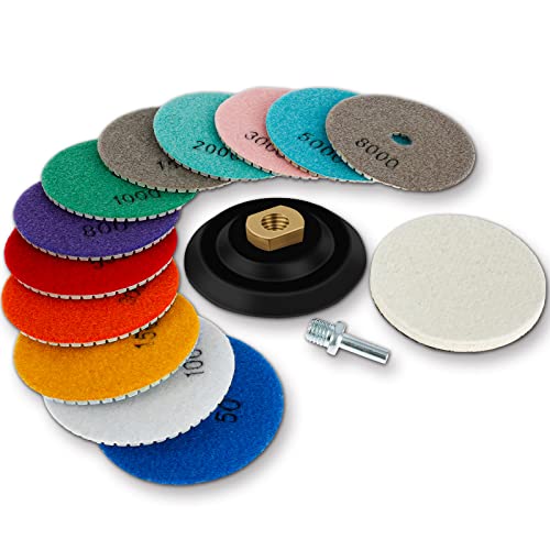 BOBASH Diamant-Polierpads, 10,2 cm, Nass-/Trocken-Polierpads, Körnung 50–8000, Klett-Schleifscheiben für Granit, Stein, Beton, Marmor, Schleifwerkzeuge, Zubehör für Polierer, Schleifer, 15-teilig BOBASH Diamant-Polierpads, 10,2 cm, Nass-/Trocken-Polierpads, Körnung 50–8000, Klett-Schleifscheiben für Granit, Stein, Beton, Marmor, Schleifwerkzeuge, Zubehör für Polierer, Schleifer, 15-teilig von BOBASH