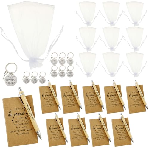 Holz Kugelschreiber Geschenke Set mit Notizbuch und Aufbewahrungstasche Druckkugelschreiber für Kollegen Dankeschön Geschenke Mitarbeiter Abschluss Lehrer Büro(B) von BOBASH