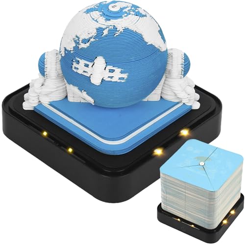 Schreibtisch Kalender mit Lichtern, 3D Notizblock Papier Schnitzen Geschenk, Memo Pad Schreibtischkalender, 3D-Tischkalender mit LED-Licht für Home Desktop Dekoration Schreibtisch Büro Schule (Blau) Schreibtisch Kalender mit Lichtern, 3D Notizblock Papier Schnitzen Geschenk, Memo Pad Schreibtischkalender, 3D-Tischkalender mit LED-Licht für Home Desktop Dekoration Schreibtisch Büro Schule (Blau) von BOBASH