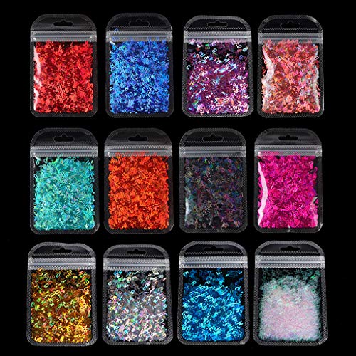 BOBEINI Alphabet Holographic Laser- Letters Chunky Glitter Epoxy Resin Festival Chunky Letters Mixed Pailletten 2g Pro 12 Farben von BOBEINI