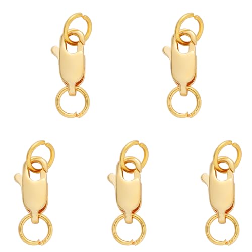Karabinerverschluss mit offenem Sprungring-Set, Armband-Verschlüsse, Verbindungsstücke, Halskettenverschluss, Armband-Verschluss, Biegeringe für DIY-Handwerk, Schmuck, Armband, Halsketten, 5 Stück von BOBITALK