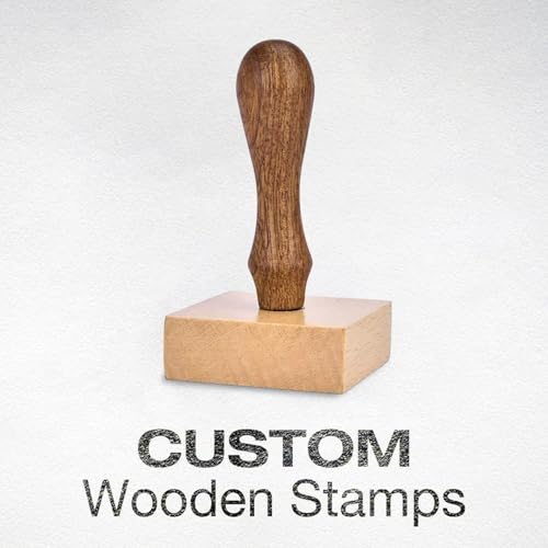 Custom Wood Stamps - Personalisierter Holzstempel mit Griff - Individueller Name oder Logo Stempel für Verpackungen, Karten, Small Business Branding - Rechteckig, Quadrat oder Rund (Quadratisch) von BOBO BIRD