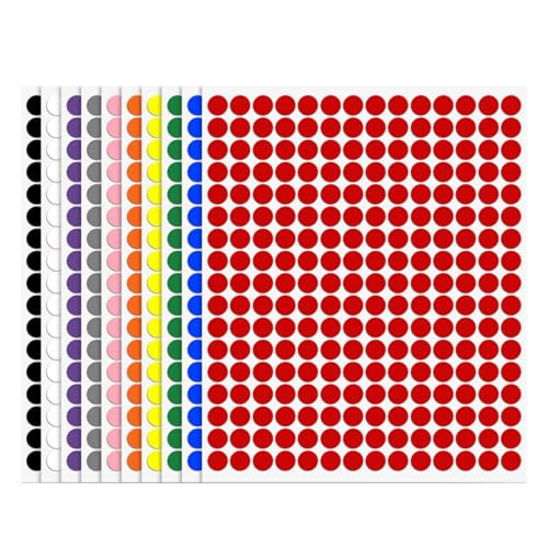 BOBOPACK 2380 Stück Klebepunkte Bunt, 10mm Punkte Aufkleber, Selbstklebende Aufkleber Punkte Farbig, Leicht Ablösbare und Aufklebbare, für Umschläge, zur Organisation im Homeoffice (10 Farben) von BOBOPACK
