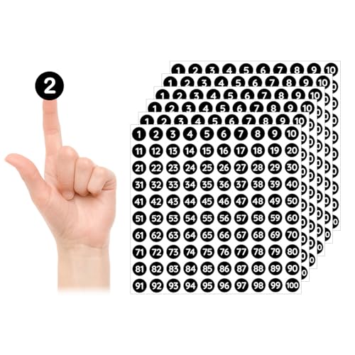 BOBOPACK 30 Blatt Zahlen Aufkleber, 1-100 Klebezahlen mit Seriennummer, Klebezahlen Wetterfest, Schwarz-weiße 10mm Selbstklebende Zahlen zum Aufkleben, für Sortierung, Schließfächer, Büro von BOBOPACK
