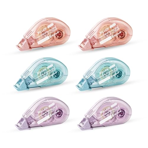 BOBOPACK 6 Stück Doppelseitiges Klebeband, Kleberoller, 6m x 6mm, Transparentes Doppelseitiges Klebeband für Büro, Basteln, Schule und mehr von BOBOPACK