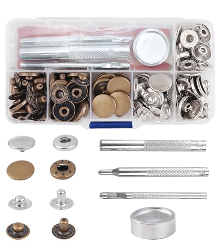 BOBOZAN Druckknopf Set mit Befestigungswerkzeug(30 Set X12.5 mm), druckknöpfe ohne nähen zum schrauben für Leder Handwerk Jacke Brieftasche Handtasche von BOBOZAN