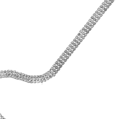 1 Yard 3 Reihen Silber Kristall Strass Schließen Kette Trimmen Greifer Strasskette Ketten Nähen Handwerk Strassstreifen Dekoration zum DIY,Schmuck,Nähen Handwerk,Dekorieren(9 mm Breit) von BOBOZHONG