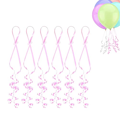 BOBOZHONG Ballonverschlüsse, 100 Stück Ballonband Ballonschnur Ballonverschlüsse mit Band Kräuselband für DIY Weihnachten Geburtstag Hochzeit Party Dekoration Normale Ballons Heliumballons Rosa von BOBOZHONG