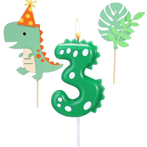 BOBOZHONG Dino Geburtstagskerzen,Geburtstagskerzen Zahlen,Dinosaurier Kerzen Geburtstag 3,Kerzen Zahlen,mit 2 Stück Cake Topper,für Alle Geburtstag Zubehör Dinosaurier Thema Party Kuchen BOBOZHONG Dino Geburtstagskerzen,Geburtstagskerzen Zahlen,Dinosaurier Kerzen Geburtstag 3,Kerzen Zahlen,mit 2 Stück Cake Topper,für Alle Geburtstag Zubehör Dinosaurier Thema Party Kuchen von BOBOZHONG