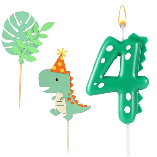 BOBOZHONG Dino Geburtstagskerzen,Geburtstagskerzen Zahlen 4,Dinosaurier Kerzen Geburtstag,Kerzen Zahlen,mit 2 Stück Cake Topper,für Alle Geburtstag Zubehör Dinosaurier Thema Party Kuchen BOBOZHONG Dino Geburtstagskerzen,Geburtstagskerzen Zahlen 4,Dinosaurier Kerzen Geburtstag,Kerzen Zahlen,mit 2 Stück Cake Topper,für Alle Geburtstag Zubehör Dinosaurier Thema Party Kuchen von BOBOZHONG