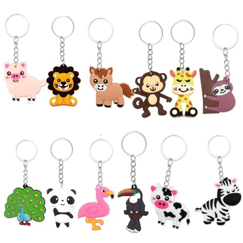BOBOZHONG Gastgeschenke Schlüsselanhänger,12 Stücke Jungle Tier Schlüsselanhänger Cartoon Silikon Schlüsselbund,für Taufe Baby Shower Kommunion Kinderggeburtstag Party Mitgebsel BOBOZHONG Gastgeschenke Schlüsselanhänger,12 Stücke Jungle Tier Schlüsselanhänger Cartoon Silikon Schlüsselbund,für Taufe Baby Shower Kommunion Kinderggeburtstag Party Mitgebsel von BOBOZHONG